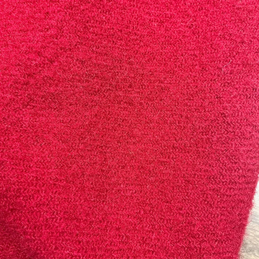 Vintage wool crimson blanket with fringe on each end 58 x 71